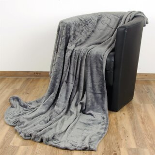 Kuscheldecke "Celina" Mikrofaser flauschig weich Anthrazit 150x200 cm