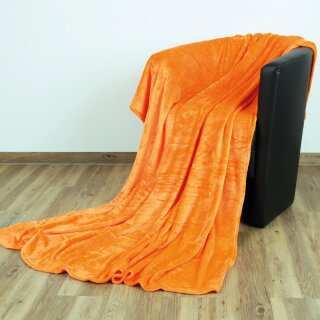 Kuscheldecke "Celina" Mikrofaser flauschig weich Orange 130x170 cm