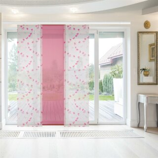 Schiebegardine Elena 3er Set Print mit Zubehör Himbeere Paradise