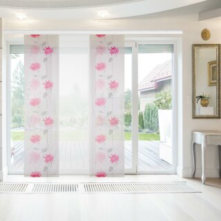 Schiebegardine Elena 3er Set Print mit Zubehör Himbeere Floral