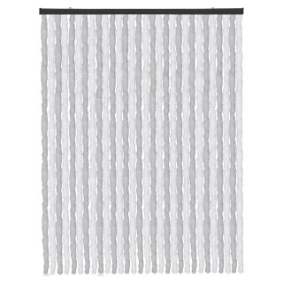 Flauschvorhang Chenille Unistreifen Hellgrau und Weiß 120x200 cm