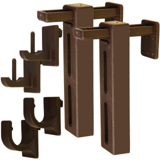 Klemmträger Set für Cafehaus und Vitragestangen 2er Pack Klemmträger Braun