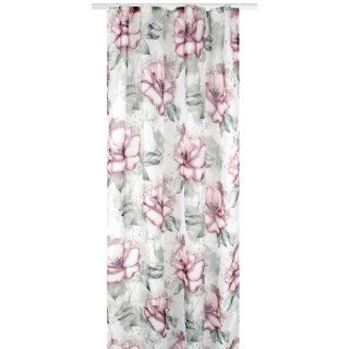 Gardine 140x245cm Voile mit Druck Flower Universalband / Kräuselband