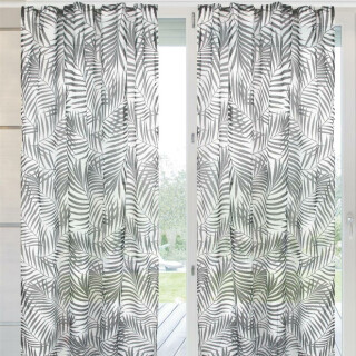 2er Pack Gardine 140x245cm Voile mit Druck Black&White Universalband / Kräuselband