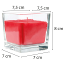 Duftkerze im Glas "Viereck" 8cm x 7,5cm Rose