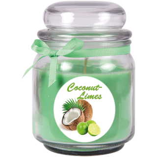 Duftkerze im Glas - Duft-Bild Bonbon mittel - 13cm x Ø9 cm - Coconut - Limes