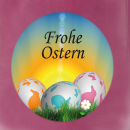 Duftkerze im Glas - Frohe Ostern Bonbon klein - 10cm x Ø7 cm - Lavendel ( Ostereier )