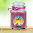 Duftkerze im Glas - Frohe Ostern Bonbon groß - 16cm x Ø10cm - Lavendel (Ostereier)
