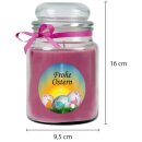 Duftkerze im Glas - Frohe Ostern Bonbon groß - 16cm x Ø10cm - Lavendel (Ostereier)