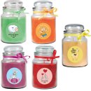 Duftkerze Bonbon-Glas im Design: Comic, Rose (Rot) - 120g
