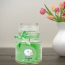 Duftkerze Bonbon-Glas im Design: Comic, Kokos (Grün) - 120g