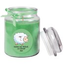 Duftkerze Bonbon-Glas im Design: Comic, Kokos (Grün) - 500g