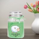 Duftkerze Bonbon-Glas im Design: Comic, Kokos (Grün) - 500g