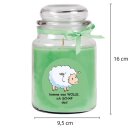 Duftkerze Bonbon-Glas im Design: Comic, Kokos (Grün) - 500g