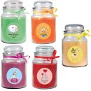 Duftkerze Bonbon-Glas im Design: Comic, Kokos (Grün) - 500g