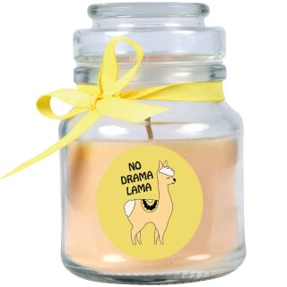 Duftkerze Bonbon-Glas im Design: Comic, Vanille (Gelb) - 120g