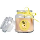 Duftkerze Bonbon-Glas im Design: Comic, Vanille (Gelb) - 120g