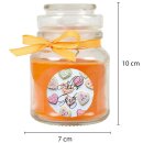 Duftkerze Bonbon-Glas im Design: Muttertag, Honigmelone (Orange) - 120g