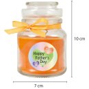 Duftkerze Bonbon-Glas im Design: Vatertag, Honigmelone (Orange) - 120g