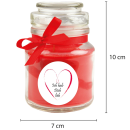 Duftkerze Bonbon-Glas im Design: Herzen, Rose ( Rot ) - 120g