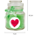 Duftkerze Bonbon-Glas im Design: Herzen, Kokos ( Grün ) - 120g