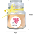 Duftkerze Bonbon-Glas im Design: Herzen, Vanille ( Gelb ) - 120g