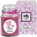Duftkerze Bonbon-Glas im Design: Geburtstag, Lavendel (Lila) - 500g