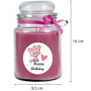 Duftkerze Bonbon-Glas im Design: Geburtstag, Lavendel (Lila) - 500g