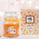 Duftkerze Bonbon-Glas im Design: Geburtstag, Honigmelone (Orange) - 120g