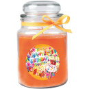 Duftkerze Bonbon-Glas im Design: Geburtstag, Honigmelone (Orange) - 500g