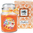 Duftkerze Bonbon-Glas im Design: Geburtstag, Honigmelone (Orange) - 500g