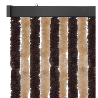 Flauschvorhang Insektenschutz mit wohnlicher Optik Unistreifen beige - braun 80x200 cm