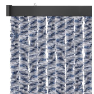 Flauschvorhang Insektenschutz mit wohnlicher Optik Meliert blau - weiß - silber 80x220 cm