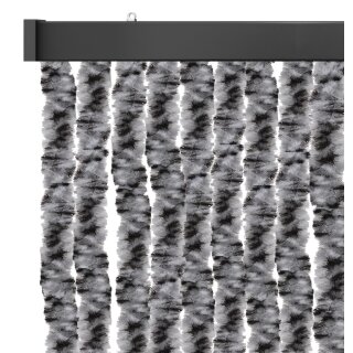 Flauschvorhang Insektenschutz mit wohnlicher Optik Meliert schwarz - grau - weiß 80x220 cm