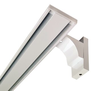 Vorhangschiene Aluminium (inkl. Wandträger) Weiß "2 Lauf" 90cm