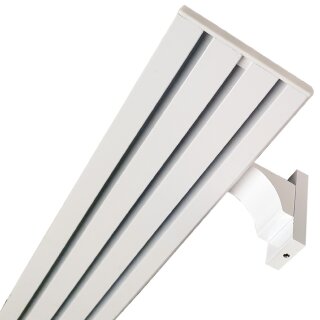 Vorhangschiene Aluminium (inkl. Wandträger) Weiß "3 Lauf" 330cm (90cm + 2x120cm)