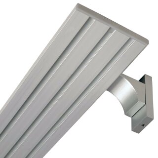 Vorhangschiene Aluminium (inkl. Wandträger) Silber "3 Lauf" 210cm (90cm + 120cm)