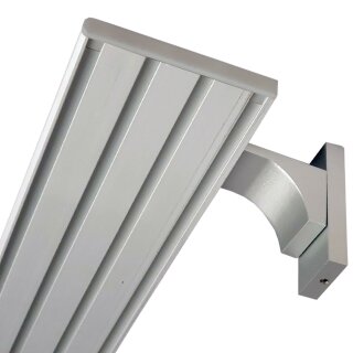 Vorhangschiene Aluminium (inkl. Wandträger) Silber "4 Lauf" 420cm (2x120cm + 2x90cm)