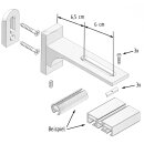 Vorhangschiene Aluminium (inkl. Wandträger) Silber "4 Lauf" 420cm (2x120cm + 2x90cm)