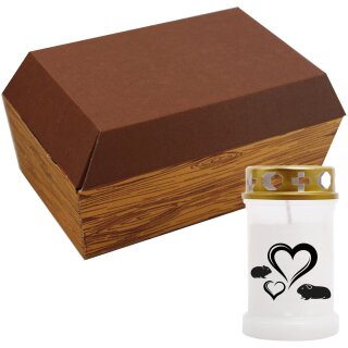 Tiersarg aus 100% Wellpappe Holzdesign Größe S inkl. 40h Grabkerze Hamster & Meerschweinchen Motiv