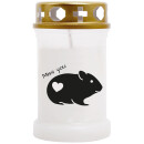 Tiersarg aus 100% Wellpappe Herzdesign Größe S inkl. 40h Grabkerze Hamster Motiv