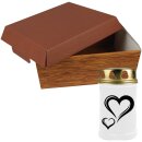 Tiersarg aus 100% Wellpappe Holzdesign Größe M inkl. 48h Grabkerze Herz Motiv