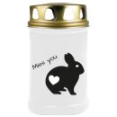 Tiersarg aus 100% Wellpappe Holzdesign Größe M inkl. 48h Grabkerze Kaninchen Motiv