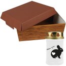 Tiersarg aus 100% Wellpappe Holzdesign Größe M inkl. 48h Grabkerze Kaninchen Motiv