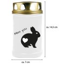 Tiersarg aus 100% Wellpappe Holzdesign Größe M inkl. 48h Grabkerze Kaninchen Motiv