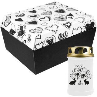 Tiersarg aus 100% Wellpappe Herzdesign Größe M inkl. 48h Grabkerze Kaninchen & Hase Motiv