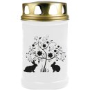 Tiersarg aus 100% Wellpappe Herzdesign Größe M inkl. 48h Grabkerze Kaninchen & Hase Motiv