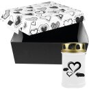 Tiersarg aus 100% Wellpappe Herzdesign Größe M inkl. 48h Grabkerze Hamster & Meerschweinchen Motiv