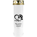 Tiersarg aus 100% Wellpappe Holzdesign Größe L inkl. 100h Grabkerze Hund Motiv