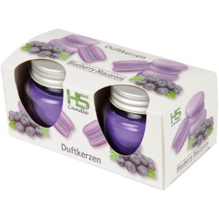 Duftkerze im Glas „Macaron“ Blaubeere süß & fruchtig 2er-Pack